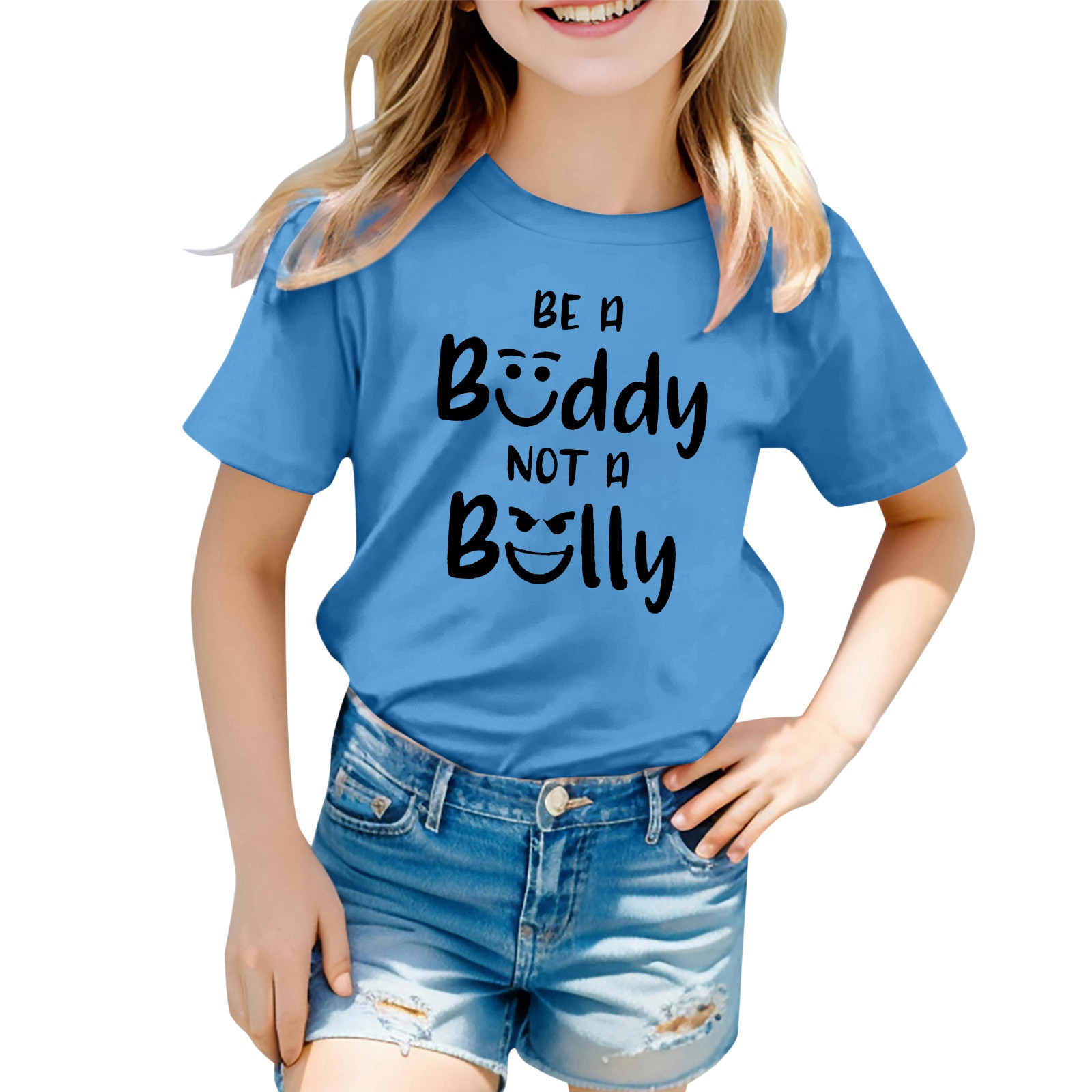 uikmnh Summer Tops Girls' Fashion Casual Breathable Printed T Shirt Cute Summer Tops Size:10-11 Years